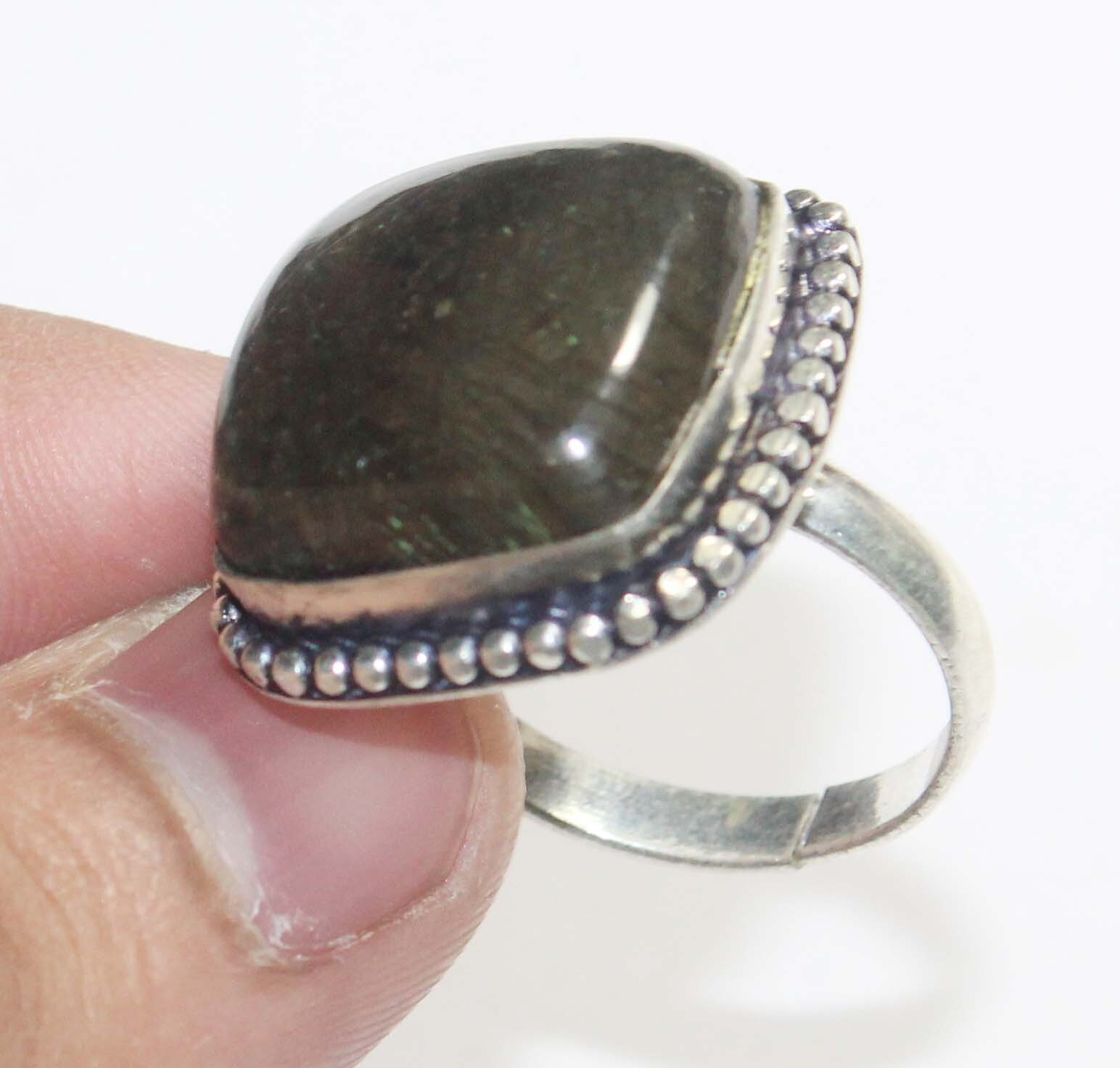 Labradorite Square Shape Gemstone Handmade Ring Jewelry Free Size