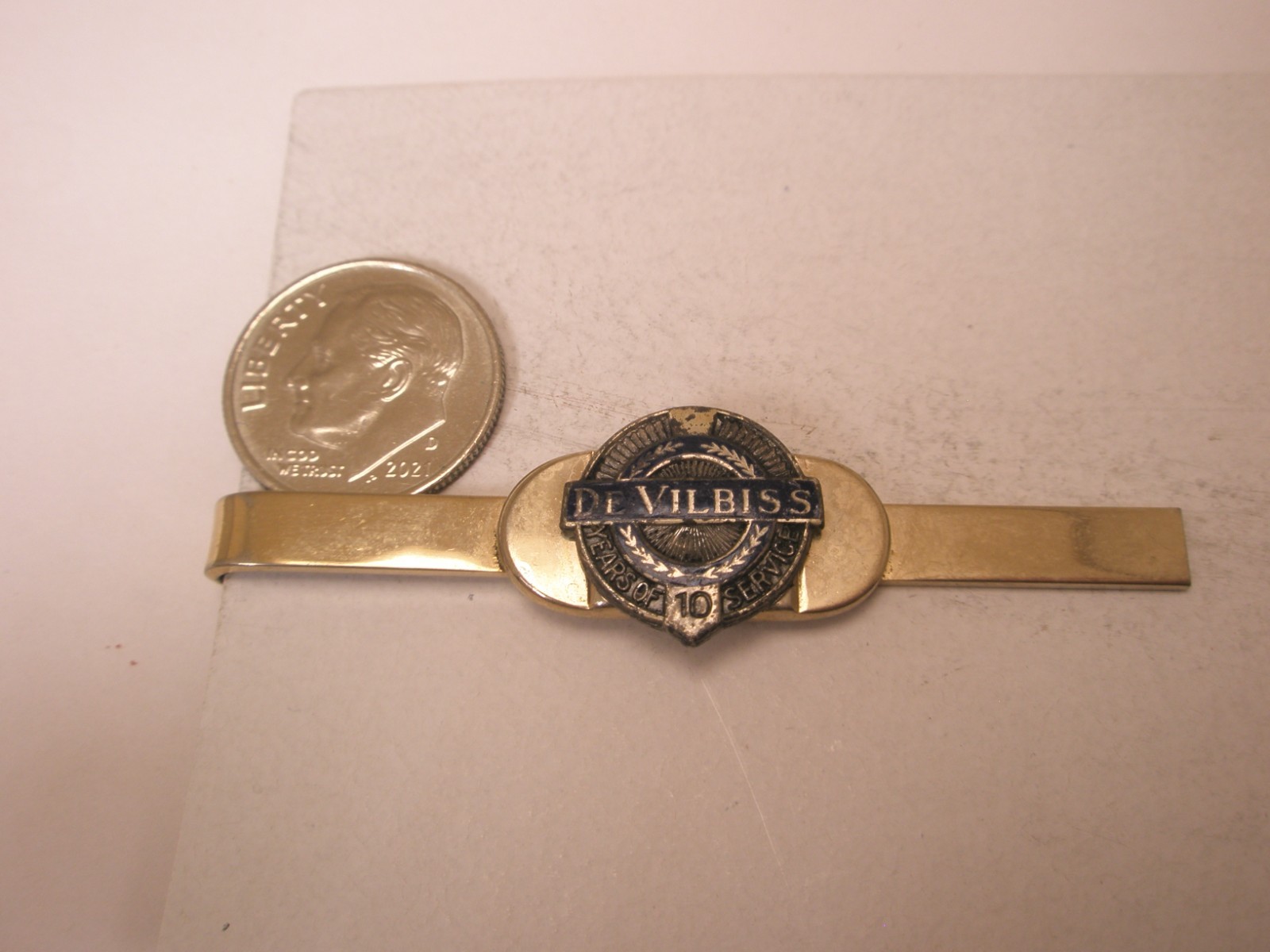 DeVillbiss 10 Years Employee Service Vintage Tie Bar Clip assets debt