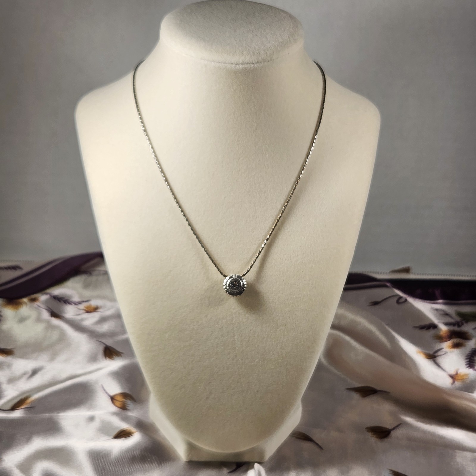 Brighton Fortino Silver Topaz & Clear Crystal Reversible Pendant Necklace.
