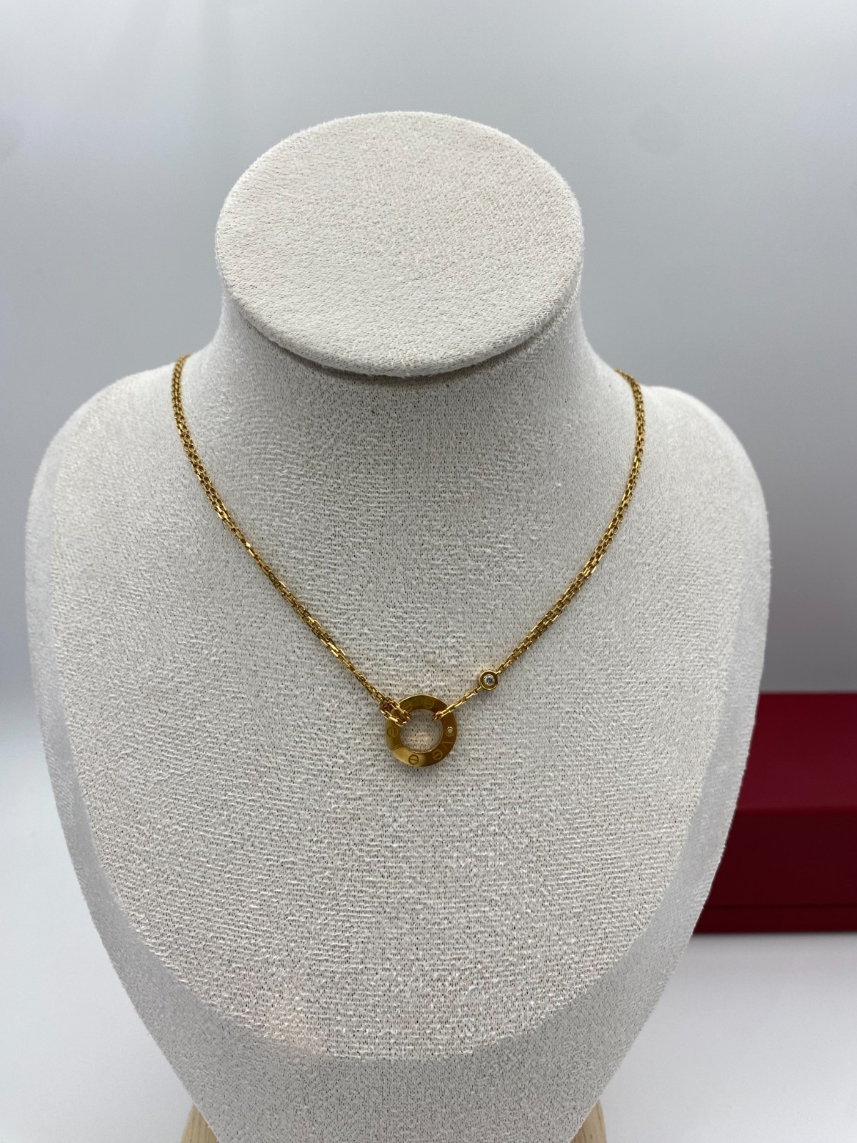 Authentic Cartier LOVE Necklace 2 Diamonds 18K Yellow Gold 750 Pendant with Box