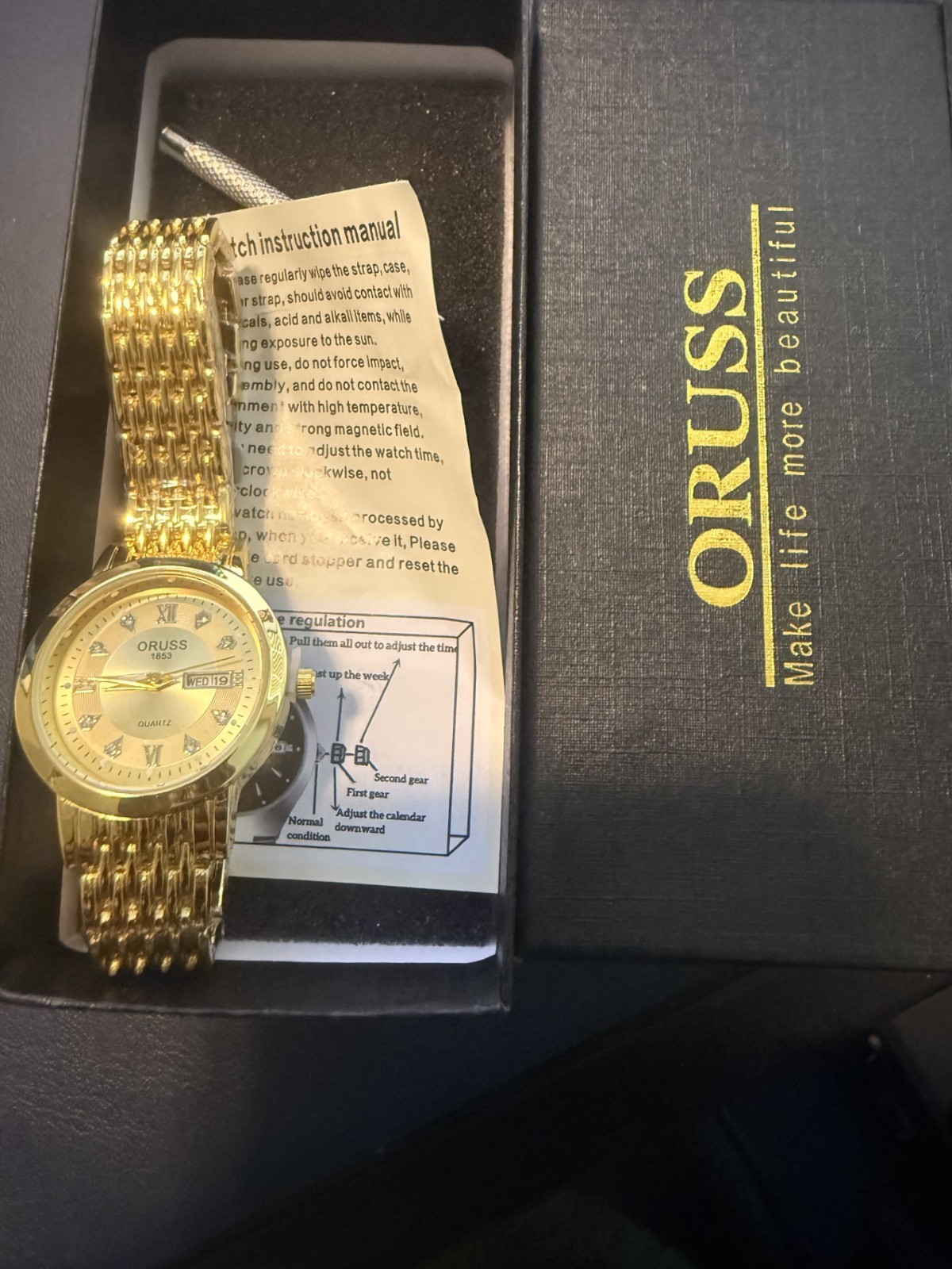 ORUSS 1853 Women’s Gold Tone Crystal Watch New Box