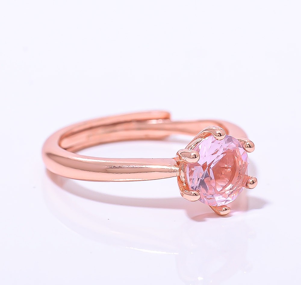 Rose Quartz Gemstone Rose Gold Plated Ring Adjst (R1)