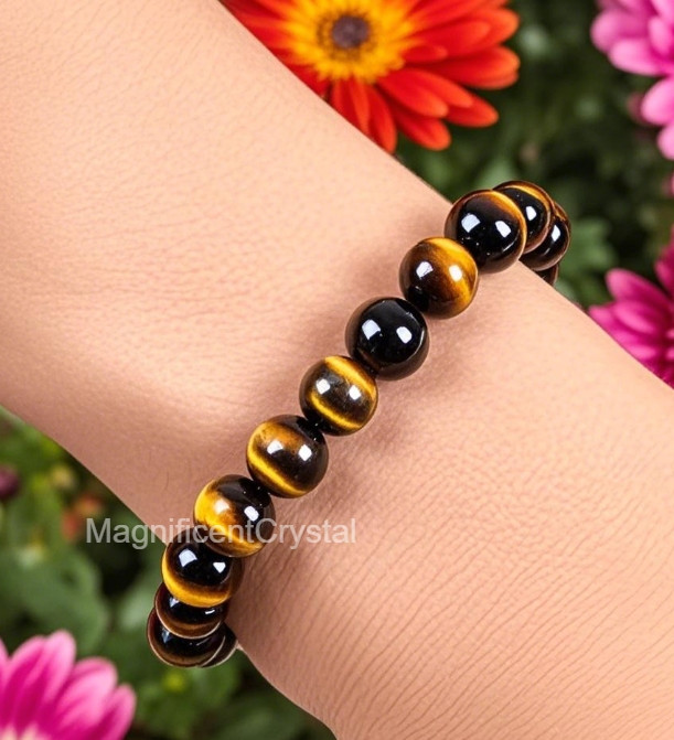 Hematite Obsidian Tiger’s Eye Triple Protection 8MM Women Bracelet Energy Gift
