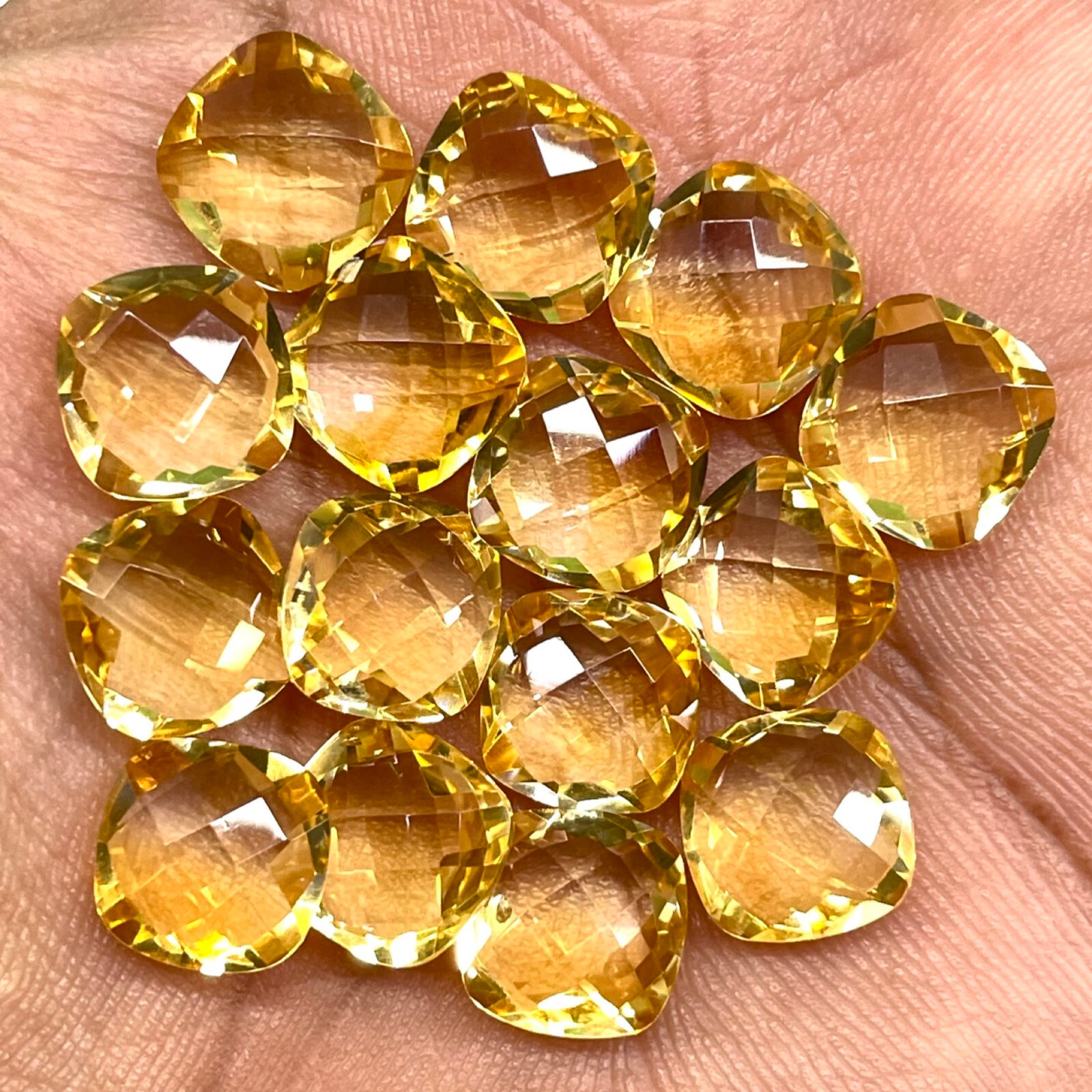 VVS 7 Pcs Natural Citrine 10mm Cushion Checker Cut Loose Gemstones Lot