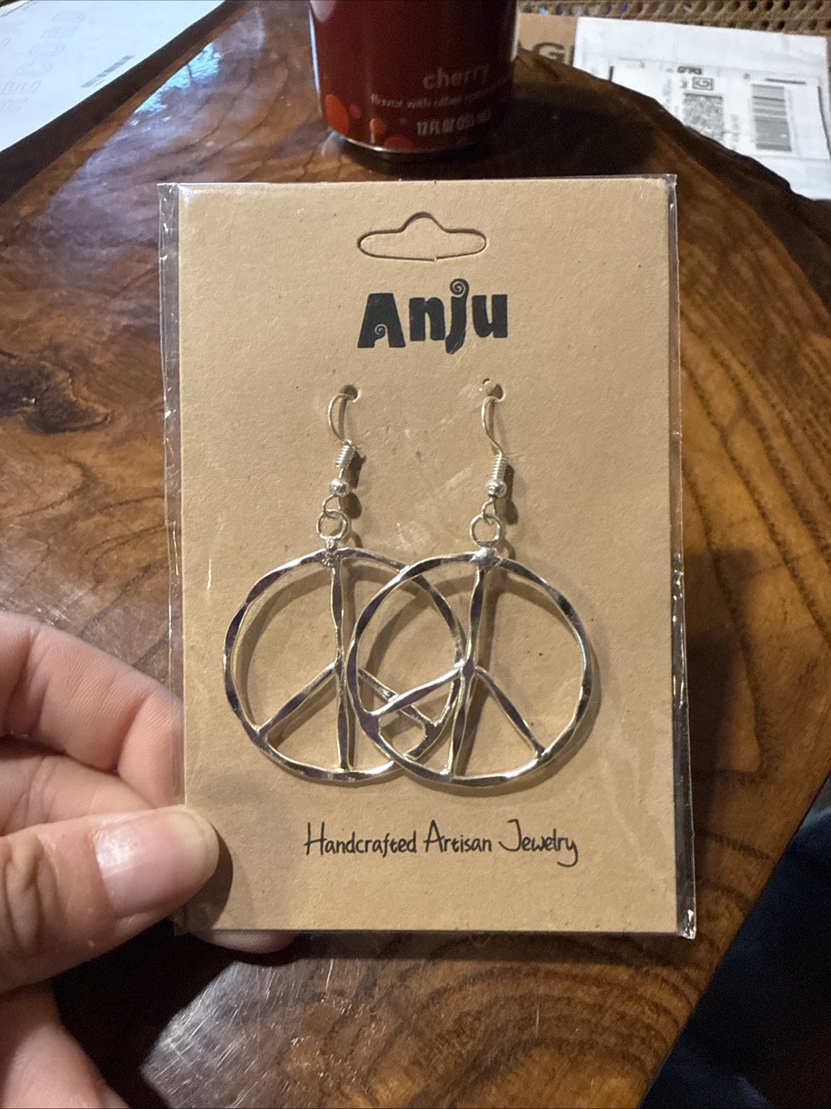 Anju Peace Sign Silver Earrings