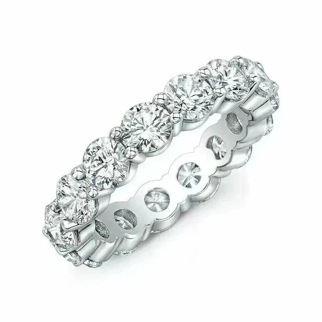 2Ct Round Cut Lab Created Diamond Women Wedding Band Ring 14K White Gold Plated