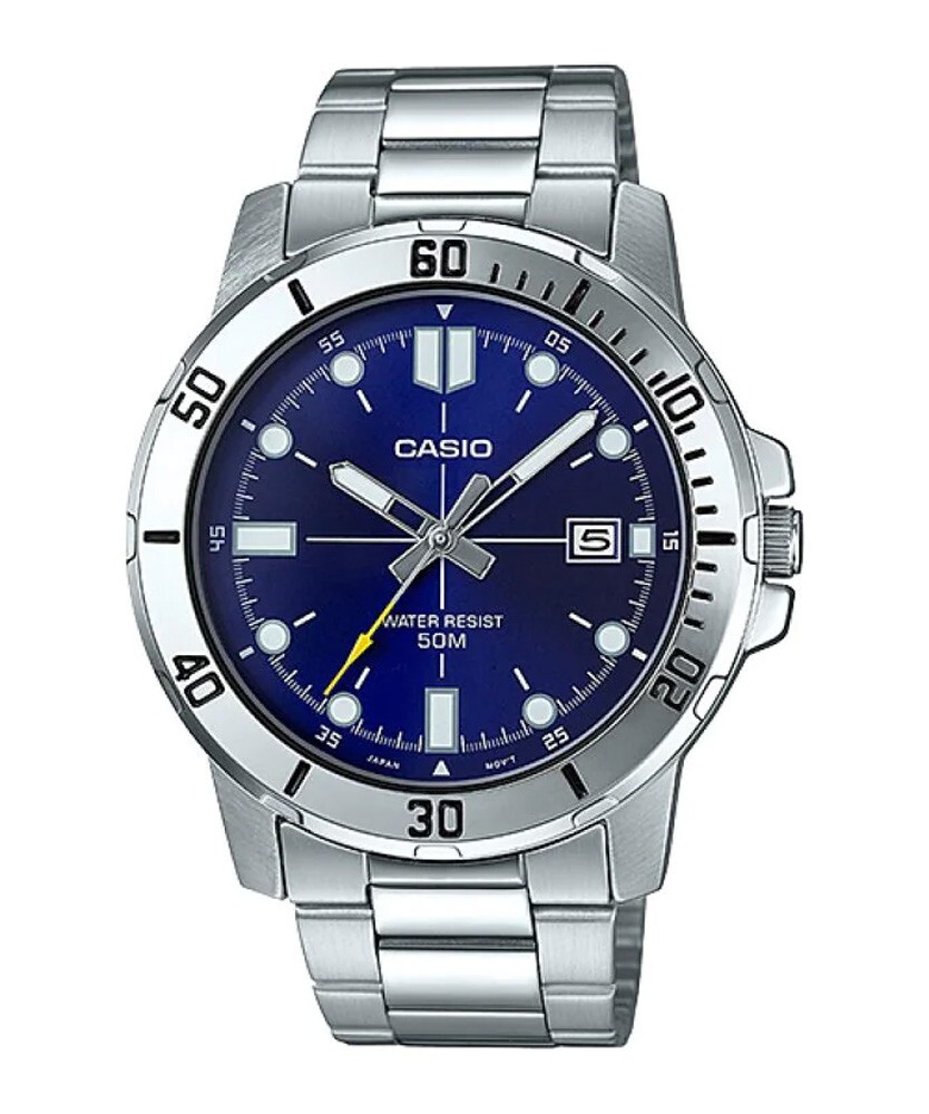 Casio MTP-VD01D-2EV Men’s Enticer Stainless Steel Blue Dial Casual Sport Watch