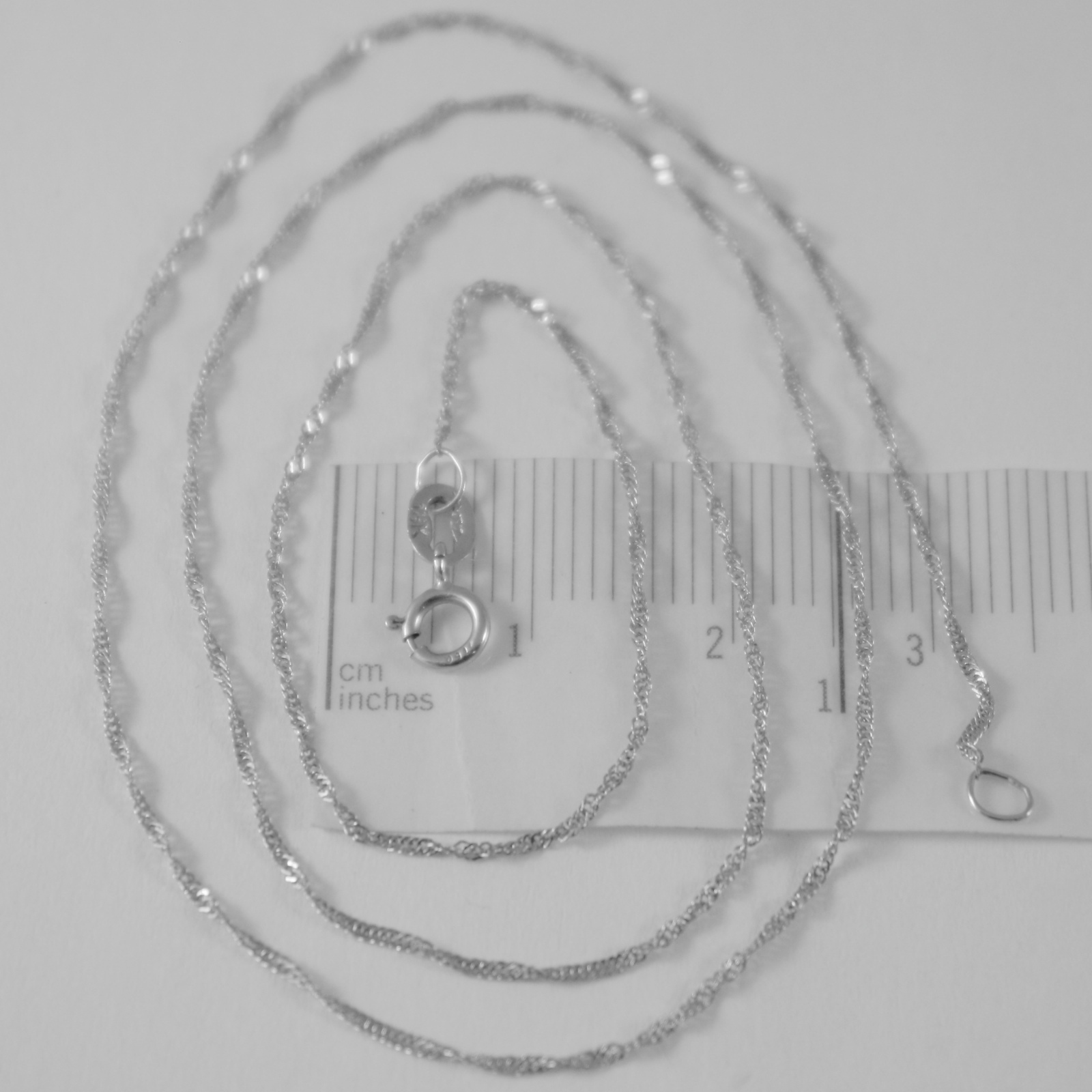 18K WHITE GOLD MINI SINGAPORE BRAID ROPE CHAIN 20 INCHES, 1 MM, MADE IN ITALY