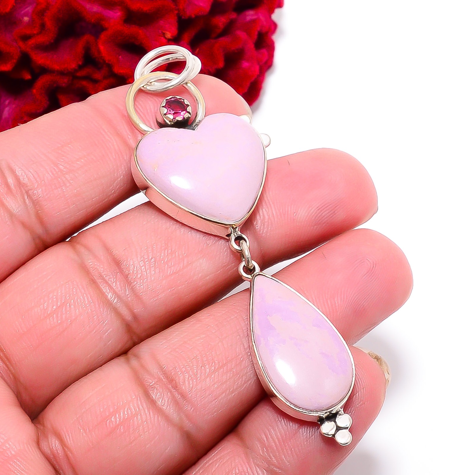 Phosphosiderite – Argentina & Pink Tourmaline 925 Silver Pendant 2.89″ P10181966