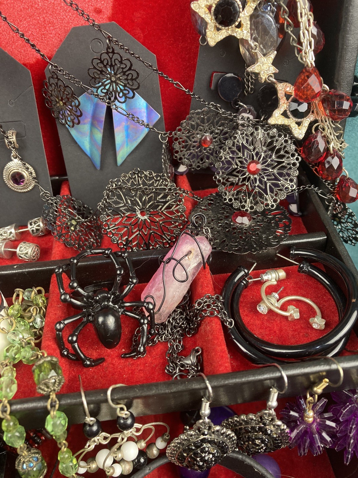 50Lot Gothic Inspired Costume Jewelry Romance Goth Earring Emo & Jewelry Box