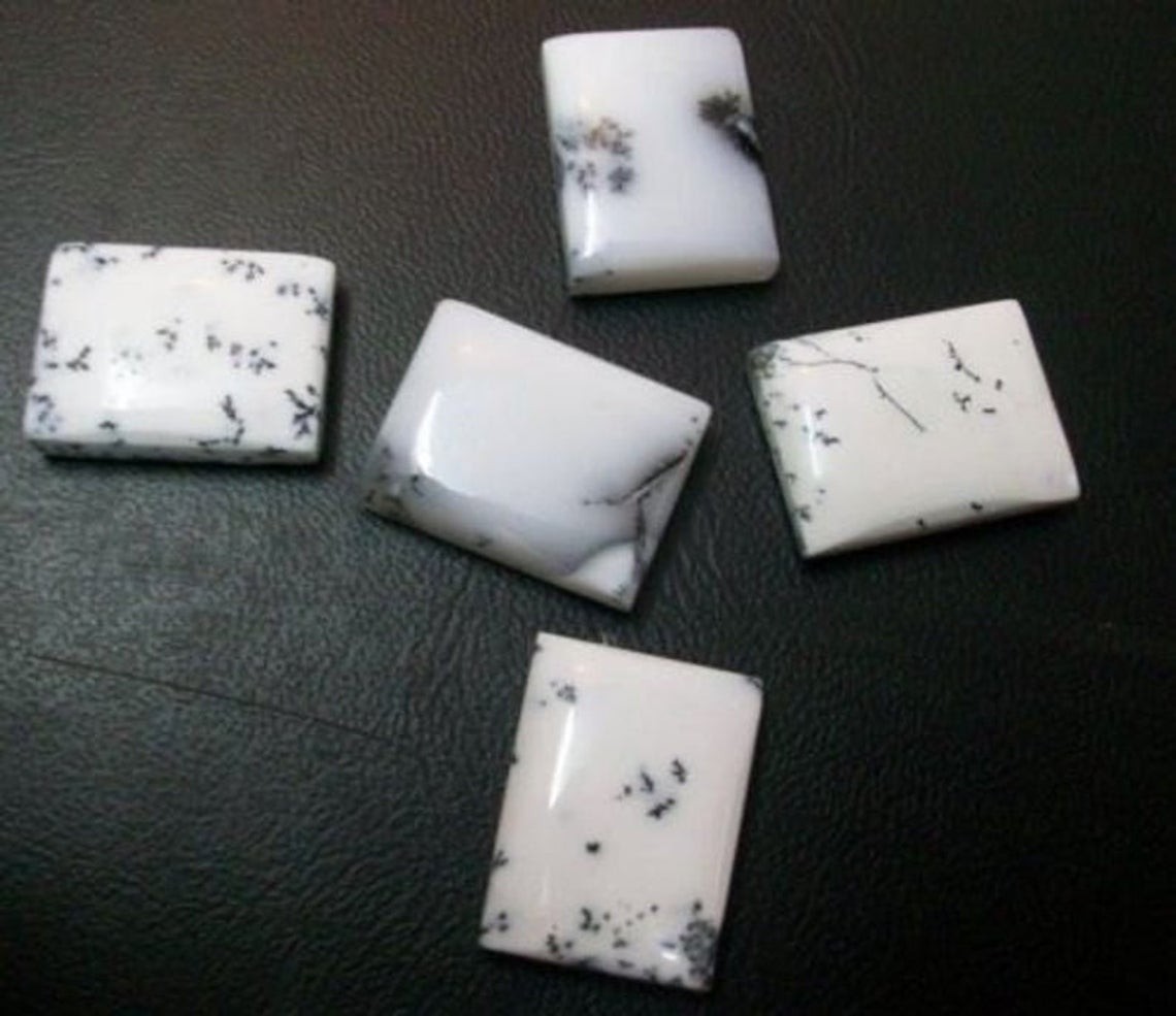 Natural Dendrite Opal Rectangle Cabochon 6x8mm To 20x25mm Loose Gemstone