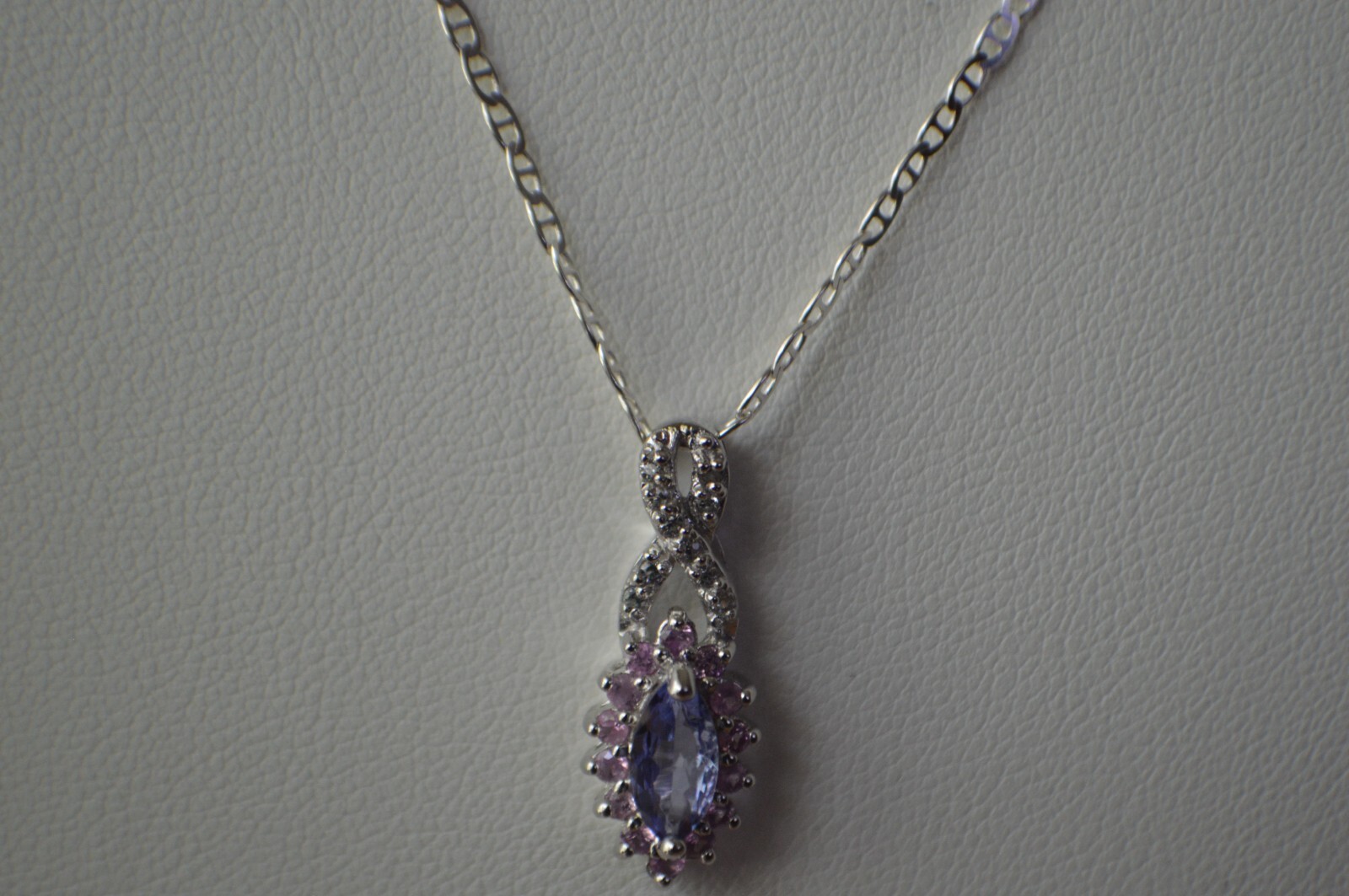 0.84ct Tanzanite / Pink Sapphire / Zircon Pendant & 24″ Chain Sterling Silver