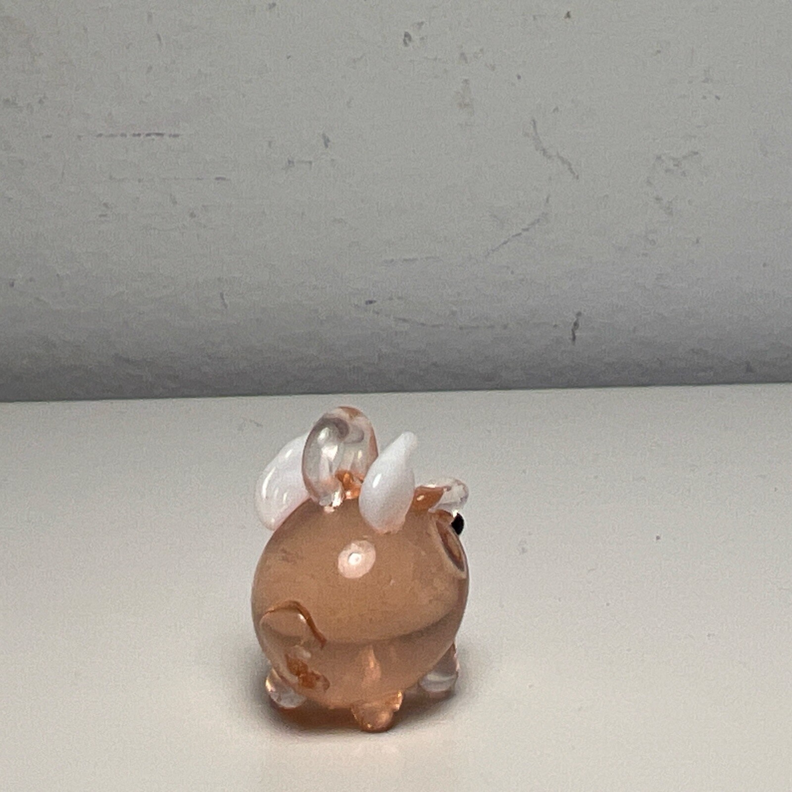 Mini Flying Pig Necklace Charm Ornament Pink Glass Hand Blown Christmas Tree .5″