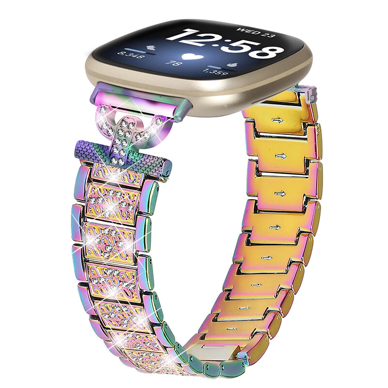 Stylish Bling Bracelet Stainless Steel Band Strap For Fitbit Versa 3/4 Sense 2