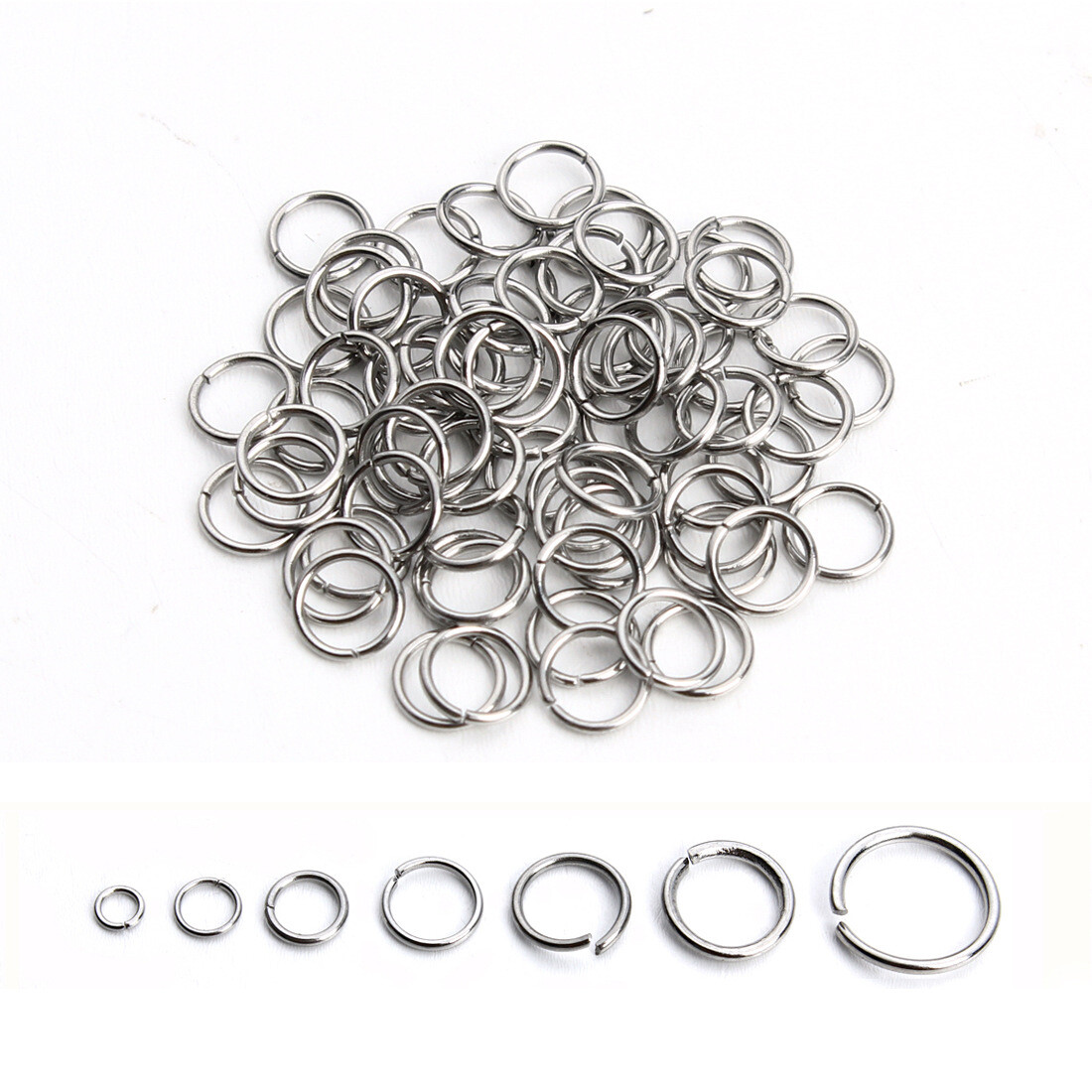 200pcs/lot Stainless Steel 3/4/5/6/7/8/10mm Open Jump Rings Connectors Findings