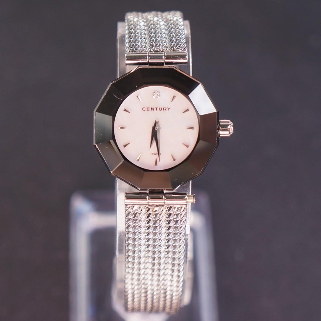 Century Time Gem Shell Dial 1P Diamond Pink Watch Japan 0715326