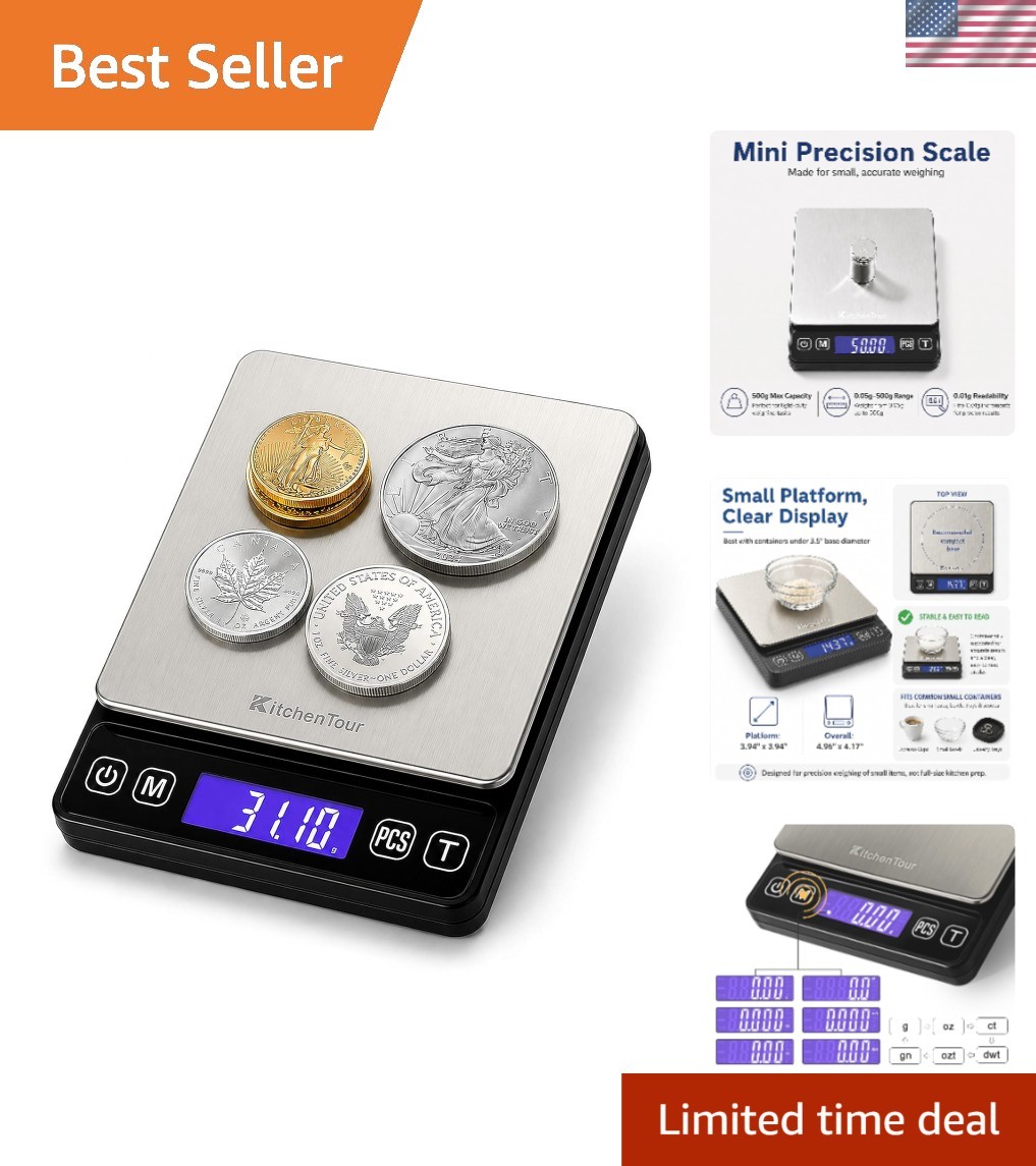 KitchenTour Mini Gram Scale 500g x 0.01g – Precision Weighing for Your Needs