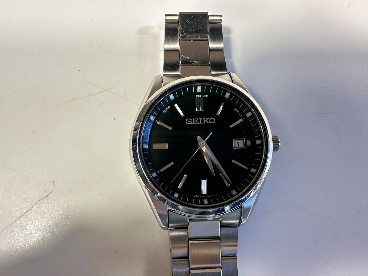 SEIKO SELECTION 7B72-0AC0 Radio Wave Solar Date 3-Hand Men’s Watch Black Dial /