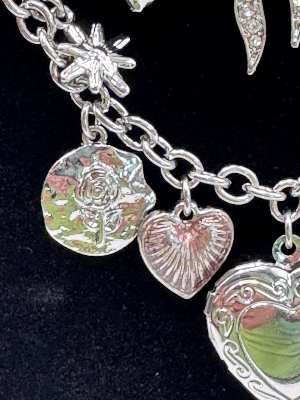 New By Claar Charm Heart Locket Silver Double Chain Necklace