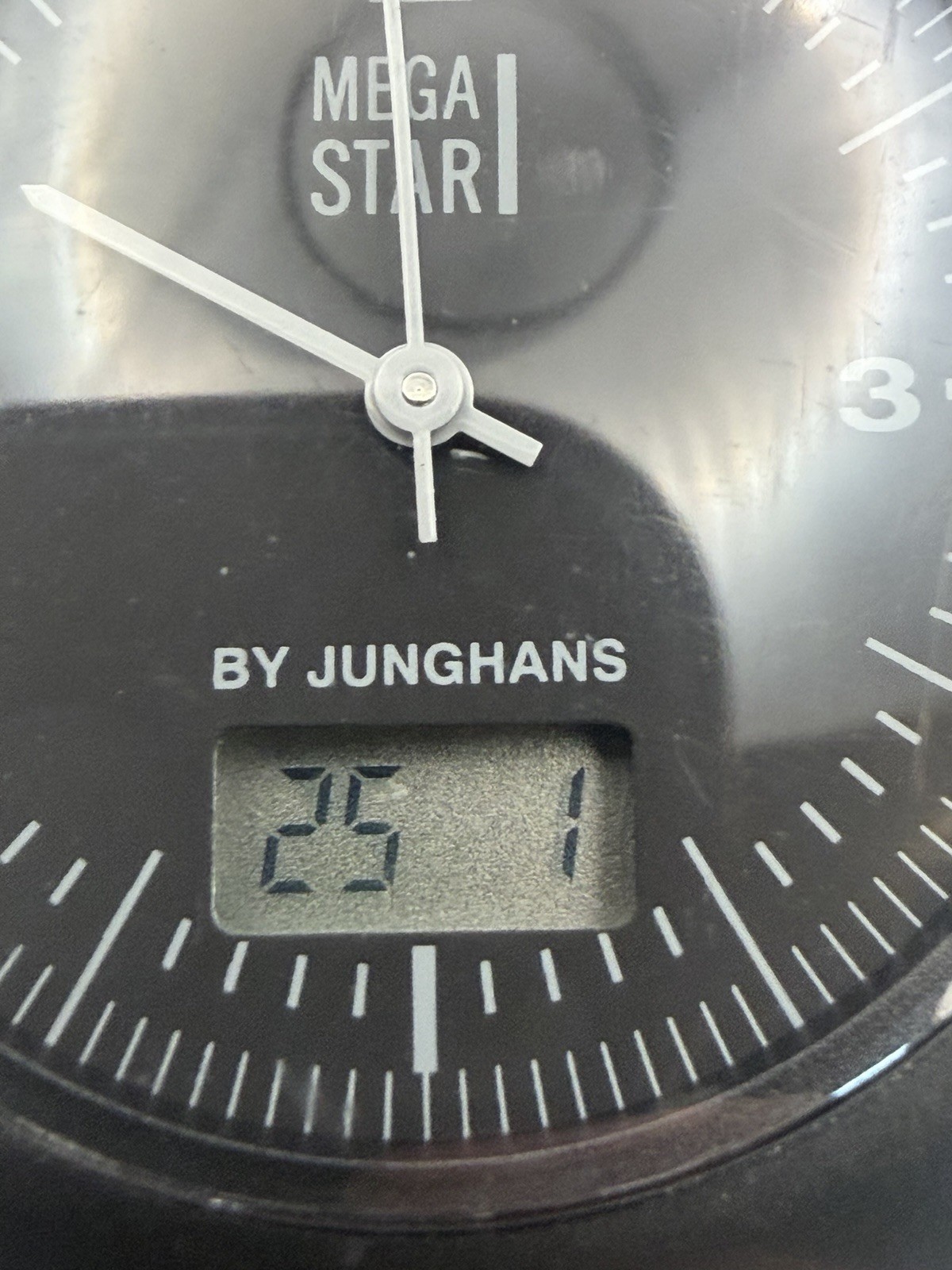 Vintage Junghans Mega Star Ana-Digi Radio Controlled Watch Black Working Germany