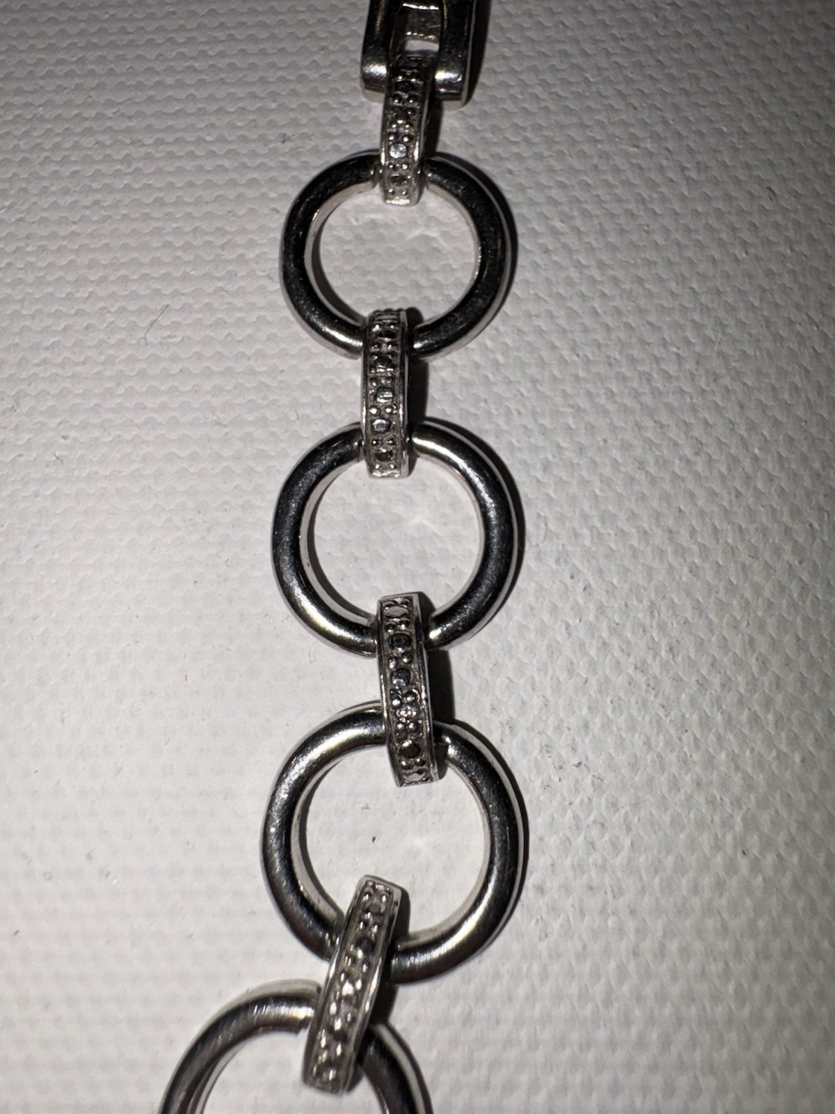 925 Sterling Silver Round Link Chain Bracelet Silver Tone Box Clasp No Stone