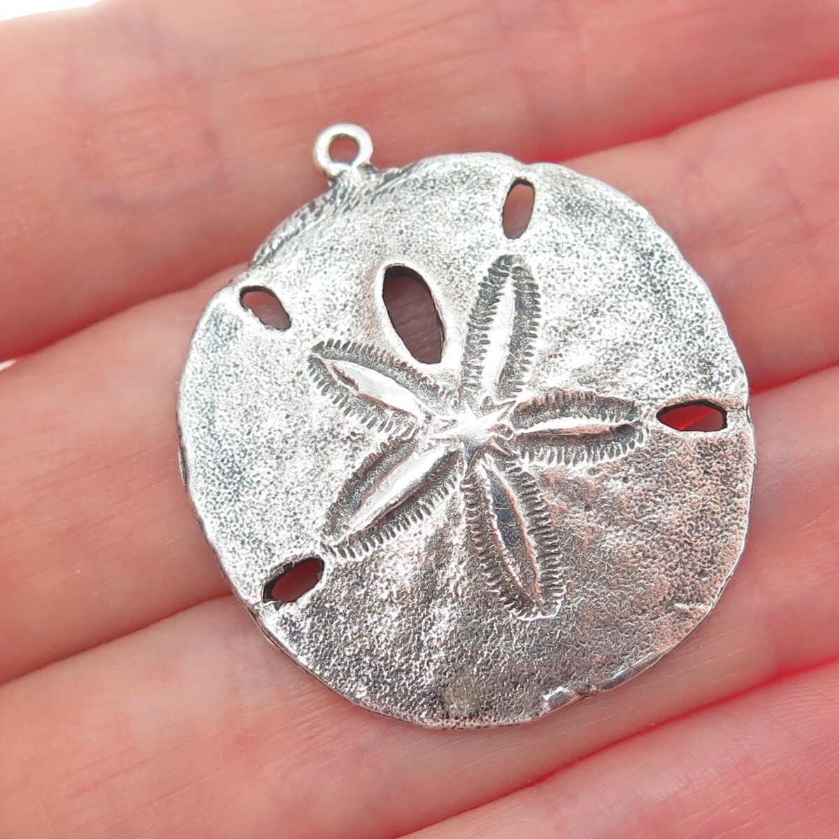 J & C FERRARA CO INC 925 Sterling Silver Vintage Sand Dollar Oxidized Pendant