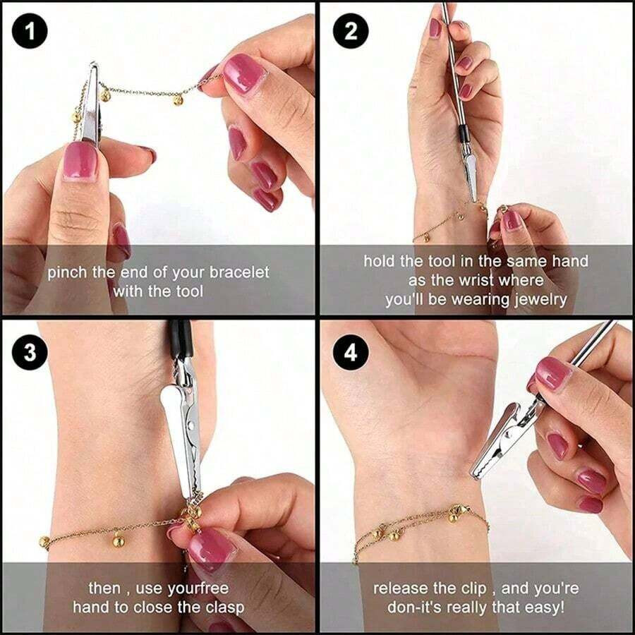 1PC Bracelet Clasp Helper Tool Metal Jewelry Fastener Hook Watch Band Assistant