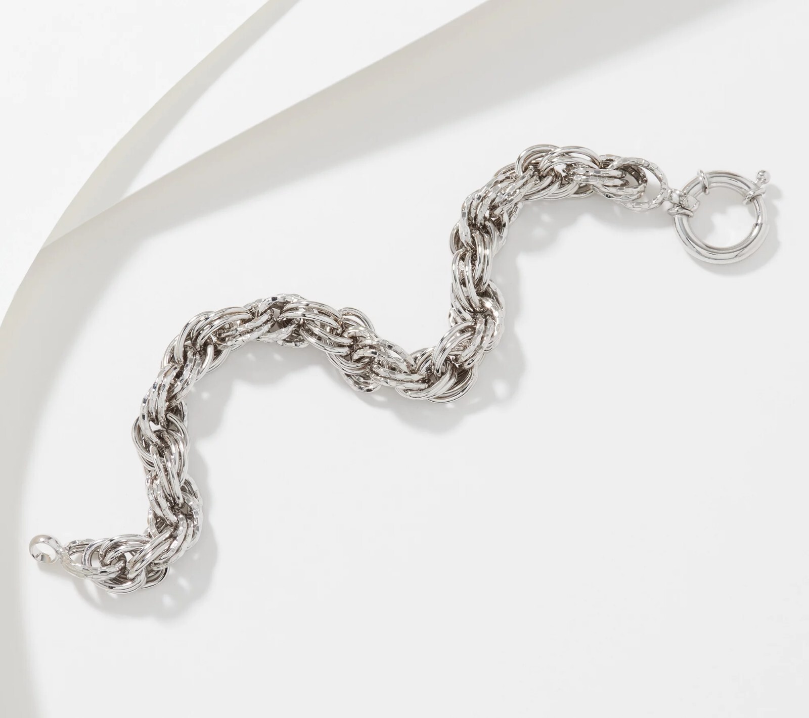 Diamond Cut Double Oval Link Bracelet Anti-Tarnish REAL 925 Sterling Silver QVC