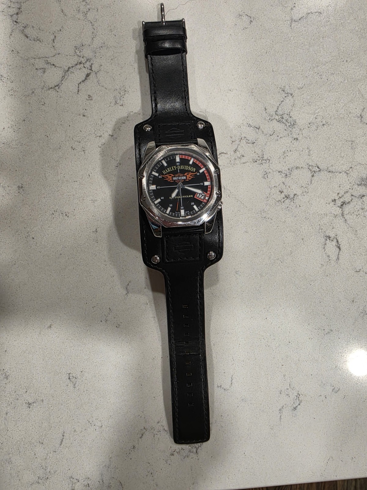 Bulova Harley-Davidson Men’s Quartz Date Watch 47mm Black Leather Strap
