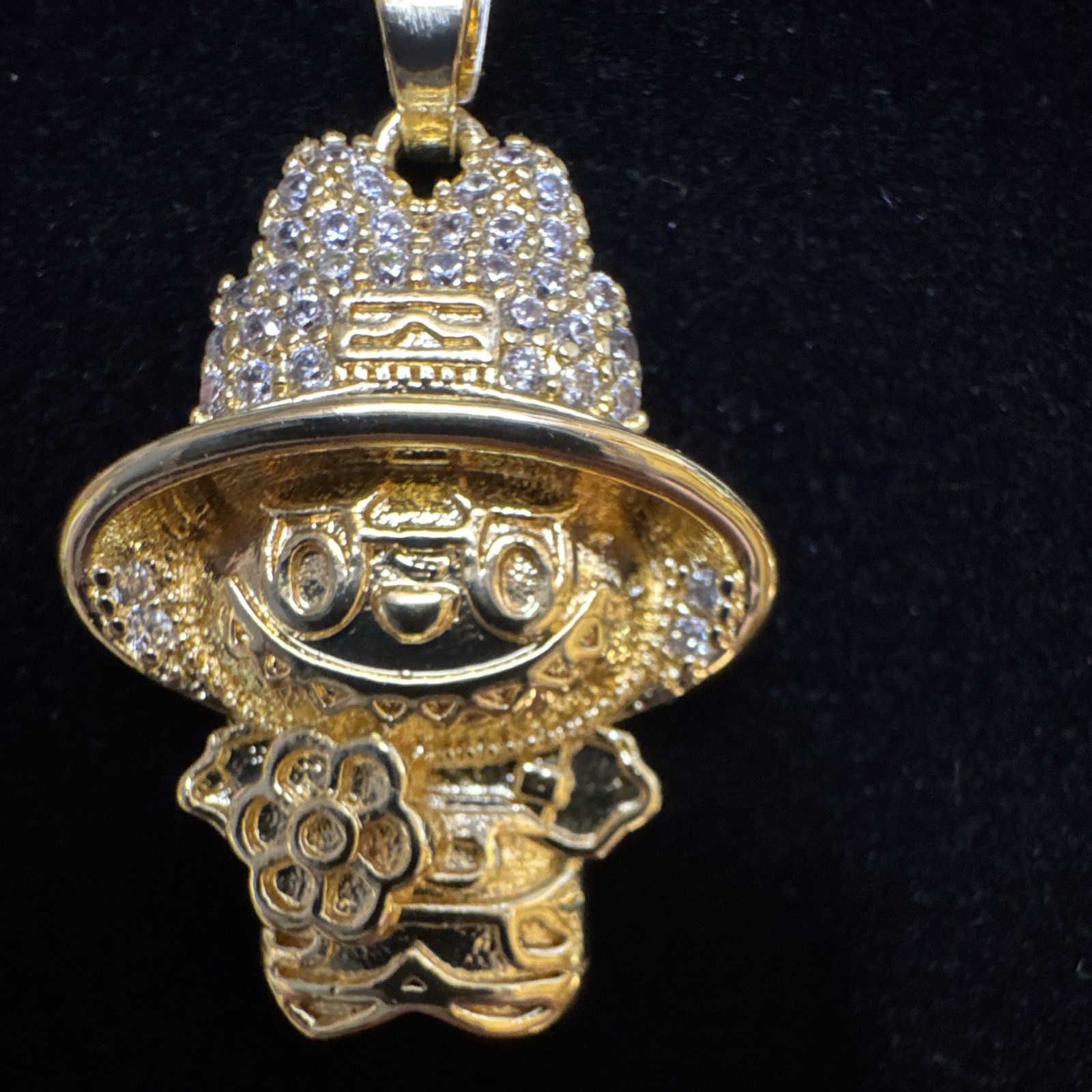 Necklace Pendant Cartoon BuBu 14K Gold Filled, Cz Stones, 24.7mm