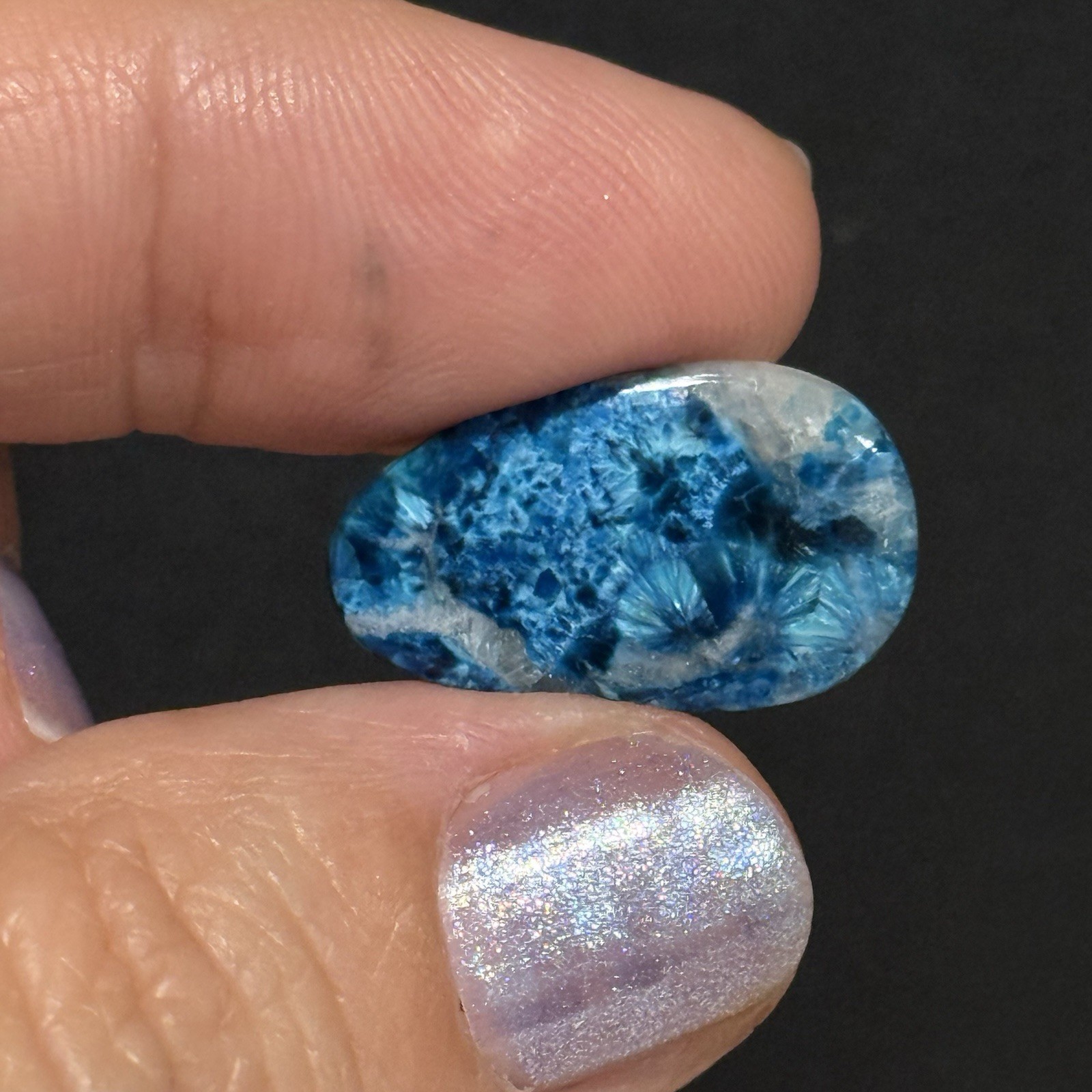 7.85ct 20.7×12.2x3mm Rare Blue Plancheite Cuprite Shattuckite Calcite Cabochon