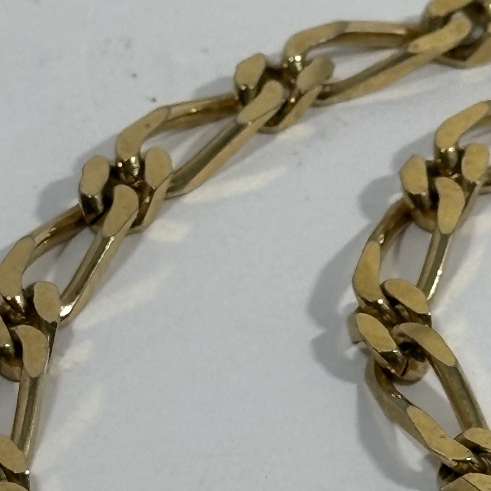 Vintage Signed MONET Gold Tone Chain Necklace Figaro Flat Link 30″