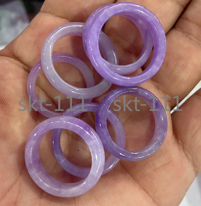 Natural Lavender A jade Jadeite 17-21mm Finger Circle Rings Women healing
