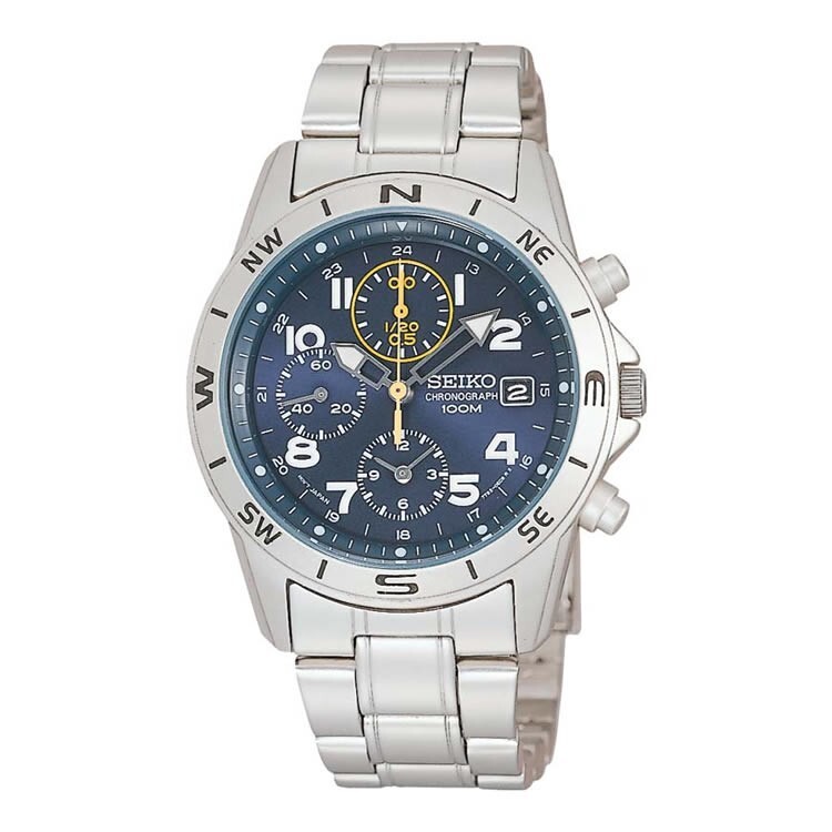 SEIKO Chronograph SND379P1 Blue Silver Men’s Watch New in Box