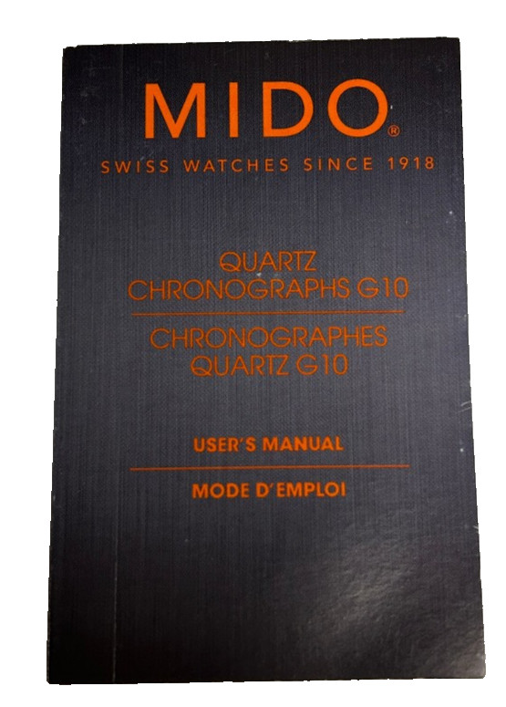 Mido Quartz Chronographes G10 User’s Manual