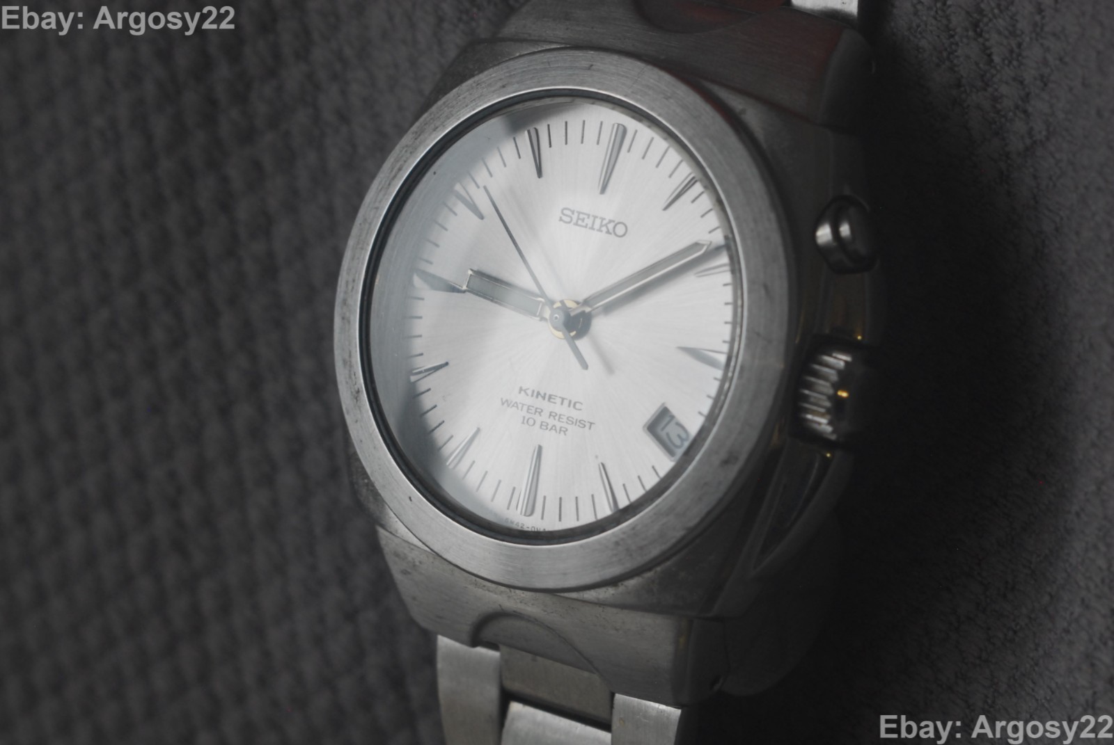 Seiko Kinetic SUS, 5M42 0E50, SCFW005, Silver dial, Restored