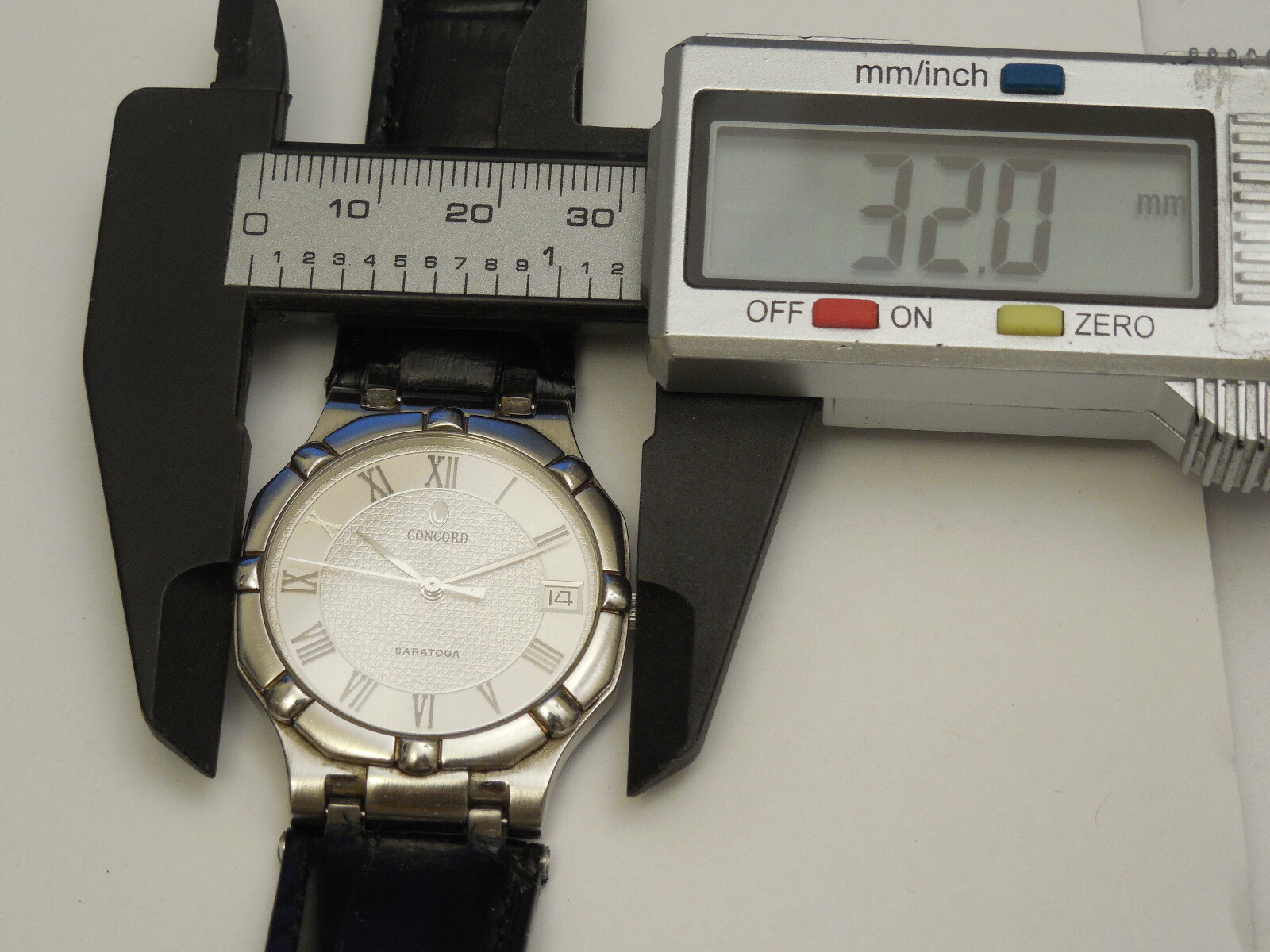 CONCORD SOLID STAINLESS STEEL SARATOGA MEN’S DATE DRESS WATCH 32MM