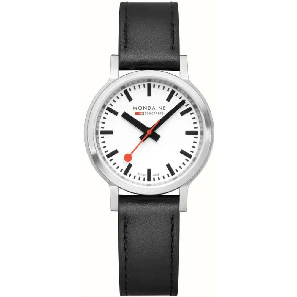 Mondaine stop2go Quartz Watch MST.3401B.LBV.SET White Dial Leather Strap 30M