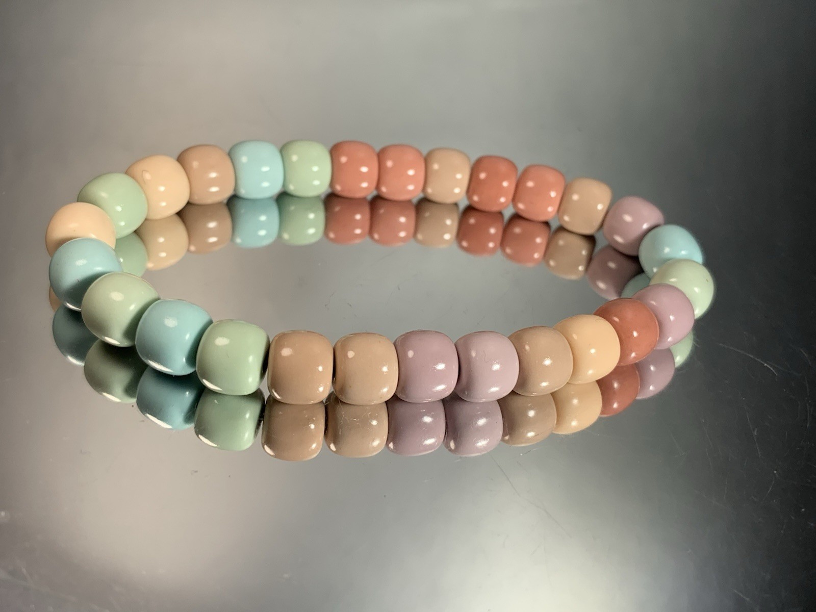 7.6mm Natural Magnesite Bracelet / Rainbow-Coated