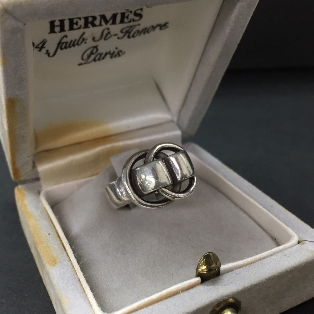 EGA HERMES Deux Anneaux Silver 925 6.5g Ring ISO sz:50*/ZA0188
