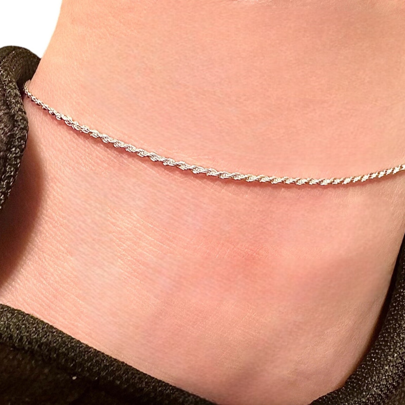Sterling Silver Anklet 925 Rope Chain 1mm Dainty Ankle Bracelet 9 10 Inch