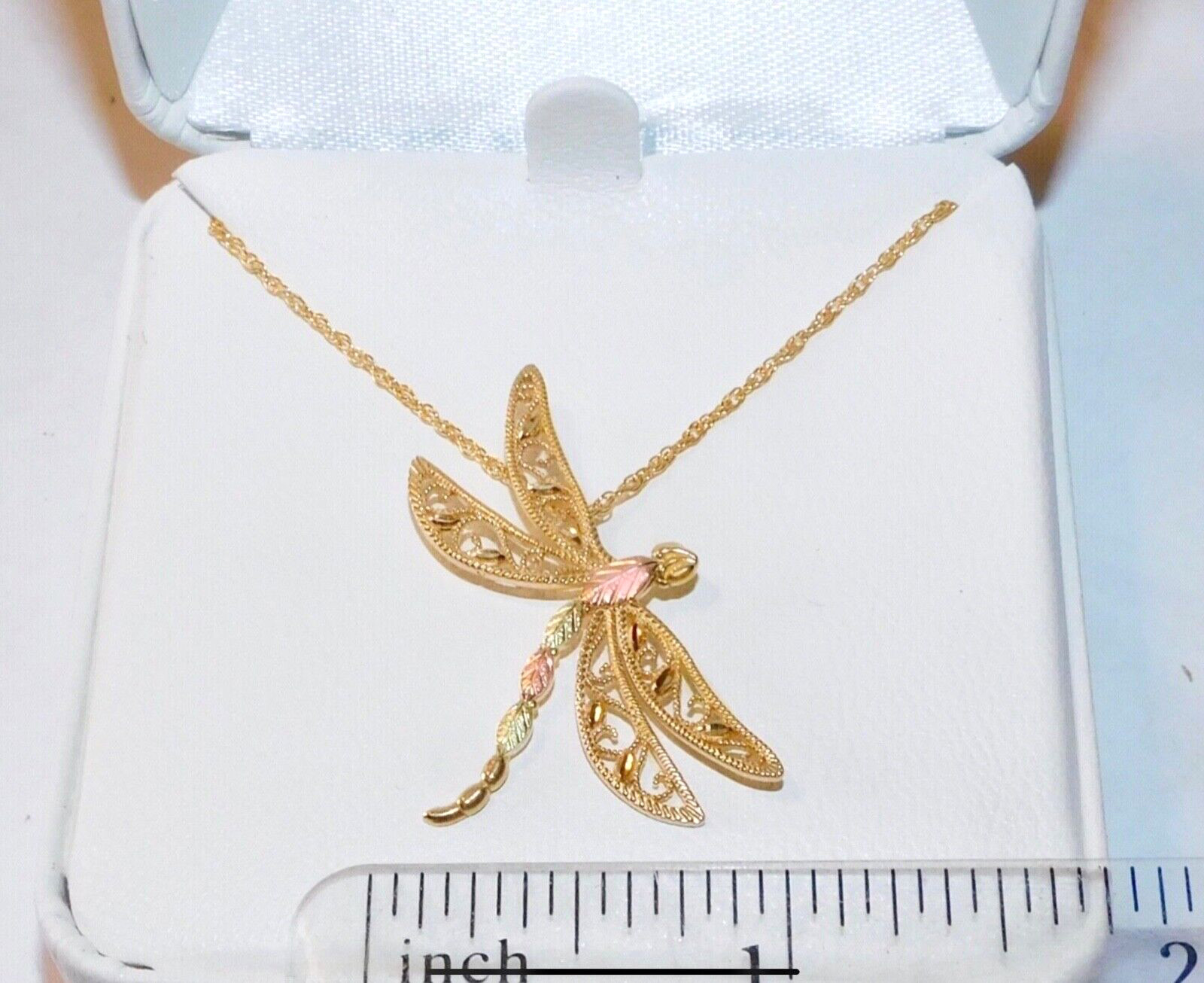 Black Hills Gold 10k 12k Dragonfly Large Version Pendant Necklace