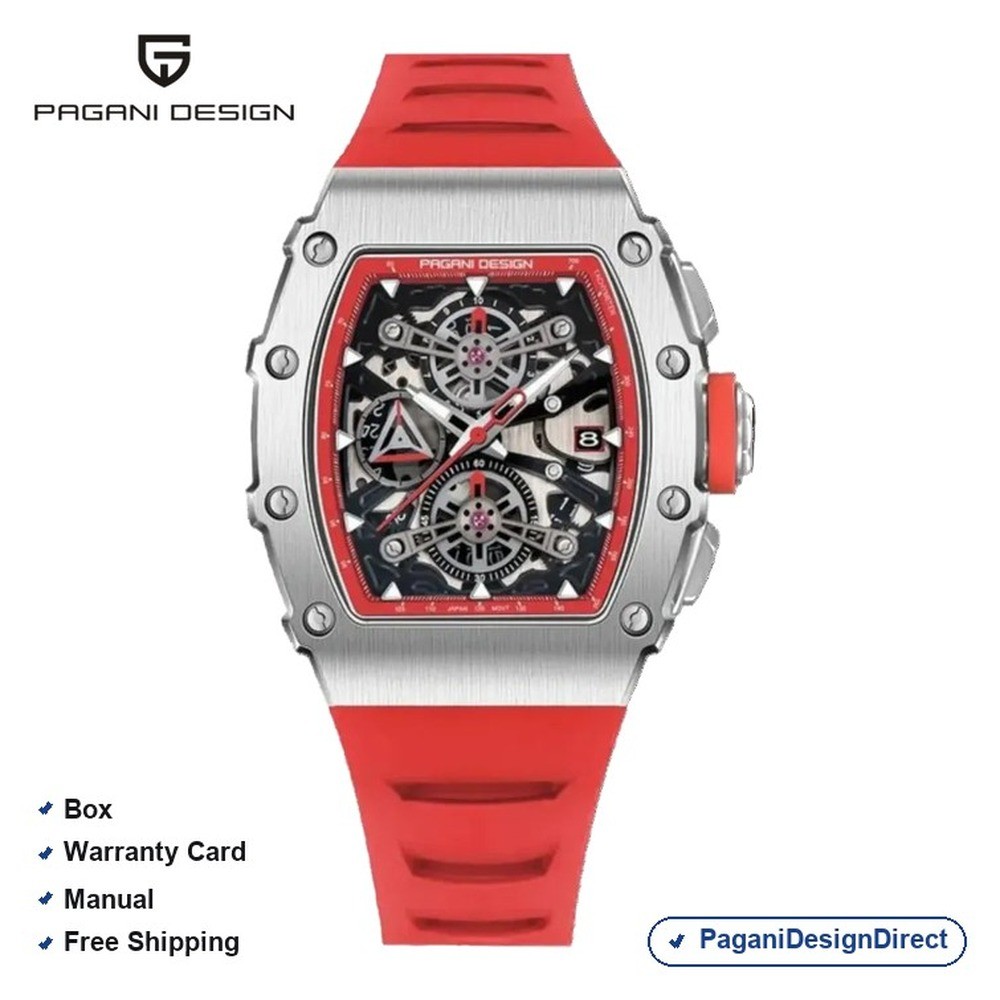 Pagani Design PD-YS011 Red Chronograph Rubber Automatic Men’s Watch