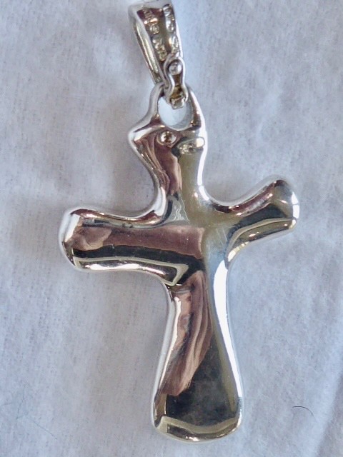 VINTAGE STERLING SILVER 925 SIGNED RLM STUDIO PUFFY CROSS PENDANT 2 3/8″