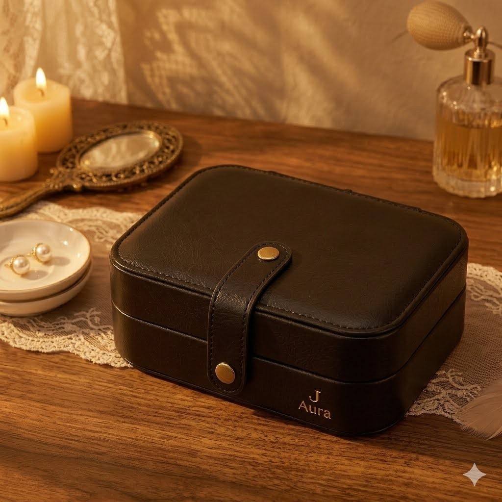 Jewelry Box, Travel Jewelry Organizer Cases with Double Layer for Women’s Black