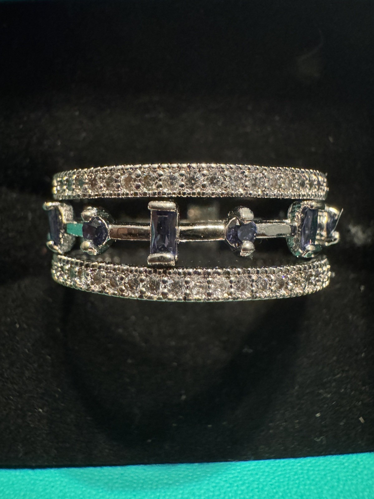 Ring Bomb Party Size 10 Beautiful Sass Sapphire CZ Rhodium RBP6430