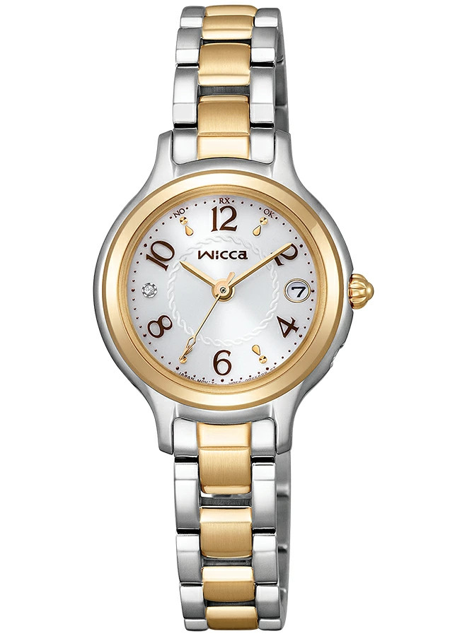 Citizen Wicca KS1-937-13 JDM Eco-Drive Radio Silver Gold Ladies Watch 25.5 Solar