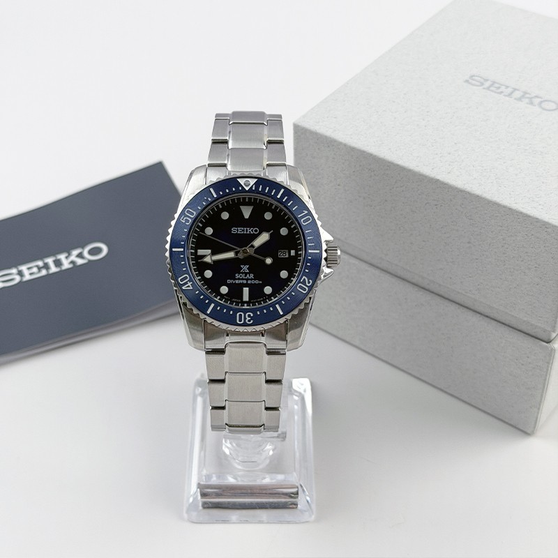 Seiko Men Prospex Sea Solar Power Blue Dial SNE585 Diver Stainless Watch 38.5mm