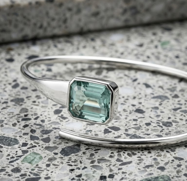 5 Ct Certified Blue Diamonds Bangle Bracelet-Great Shine, FREE Tariffs & Studs.