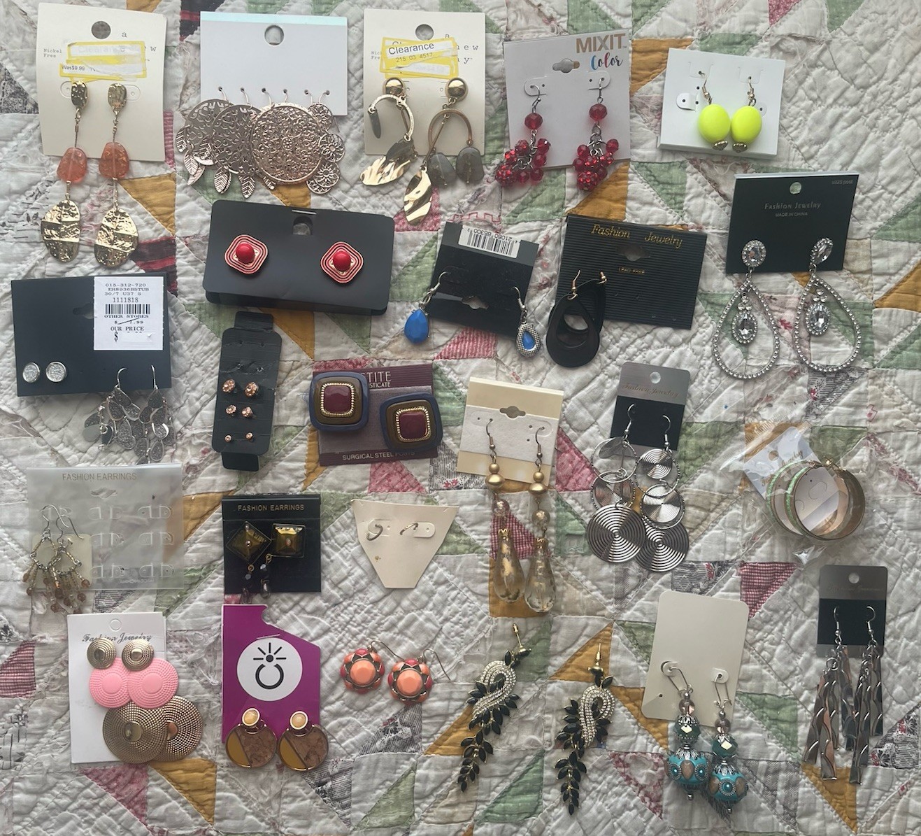 EARRINGS LOT DANGLE DROP HOOP STUD